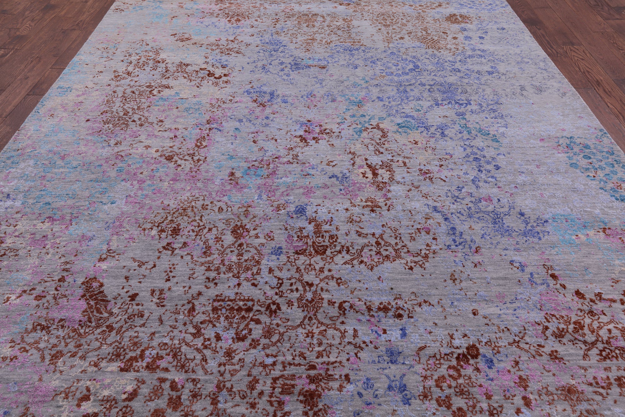 Modern Handmade Wool & Silk Rug - 8' 11" X 12' 6" - Golden Nile