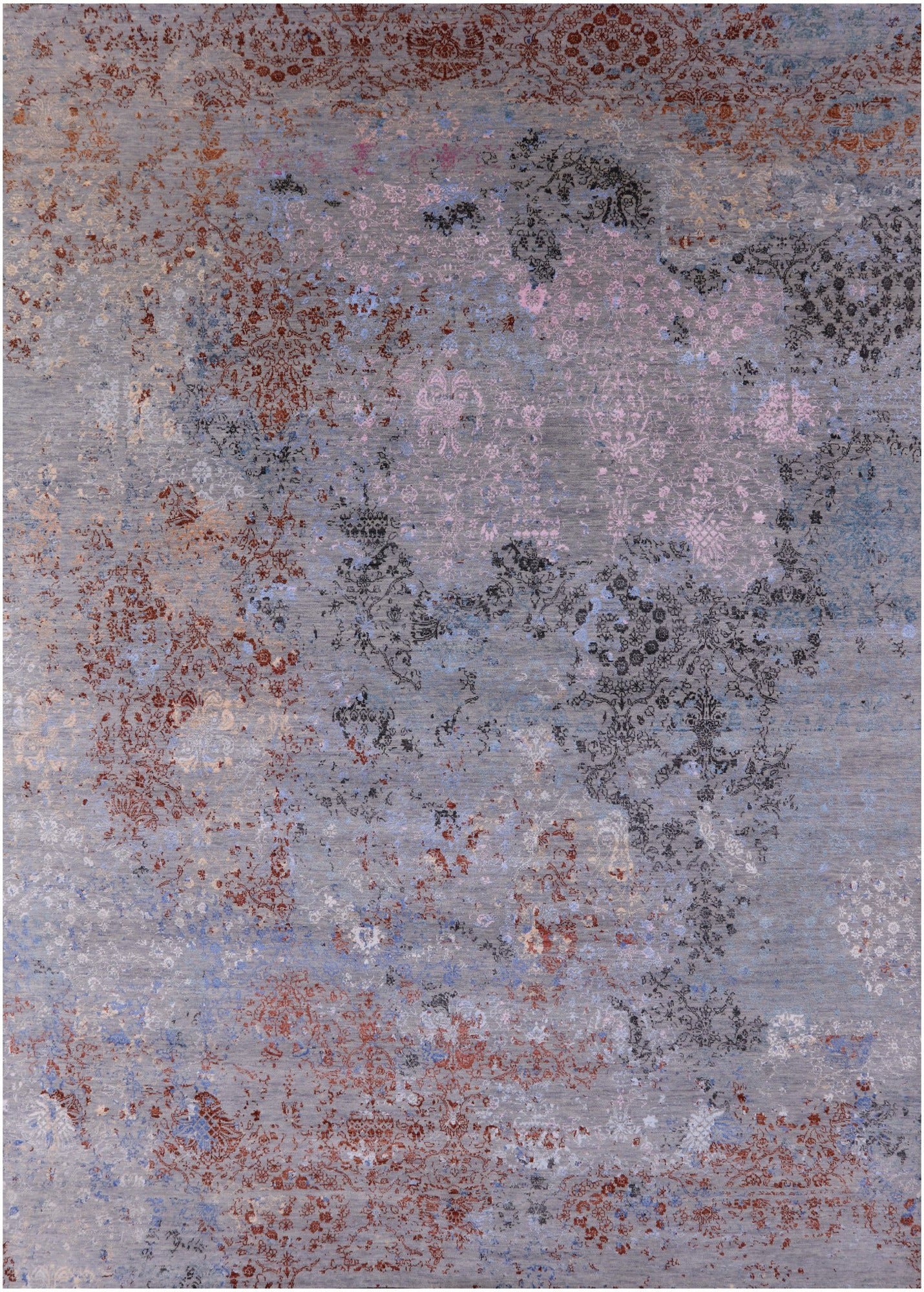Contemporary Hand Knotted Wool & Silk Rug - 9' 1" X 12' 6" - Golden Nile
