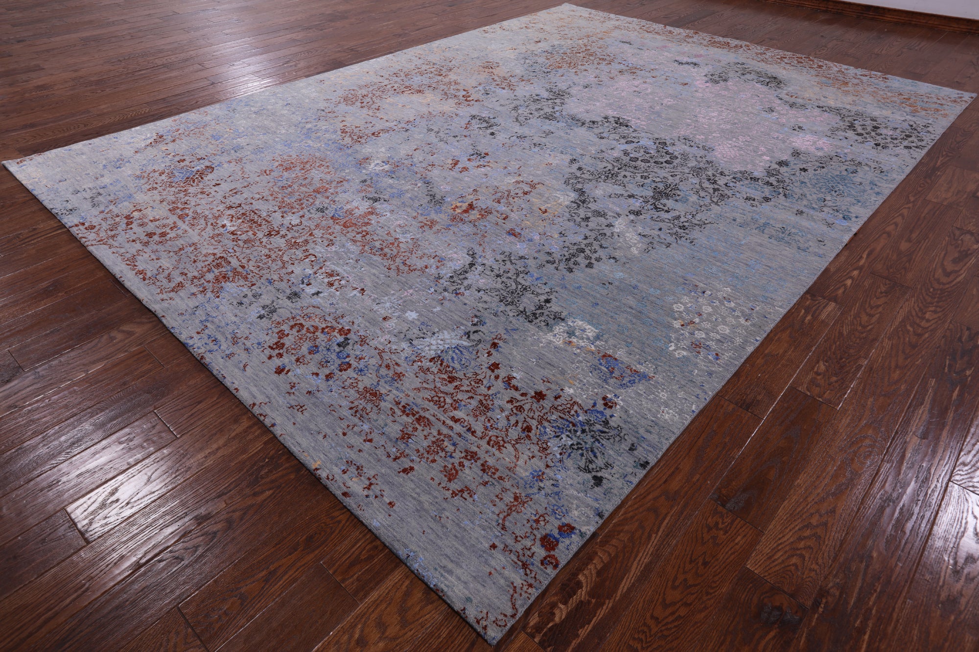 Contemporary Hand Knotted Wool & Silk Rug - 9' 1" X 12' 6" - Golden Nile