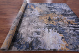 Abstract Modern Hand Knotted Wool & Silk Rug - 8' 10" X 12' 1" - Golden Nile