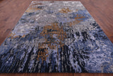 Abstract Modern Hand Knotted Wool & Silk Rug - 8' 10" X 12' 1" - Golden Nile