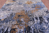 Abstract Modern Hand Knotted Wool & Silk Rug - 8' 10" X 12' 1" - Golden Nile