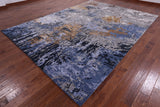 Abstract Modern Hand Knotted Wool & Silk Rug - 8' 10" X 12' 1" - Golden Nile