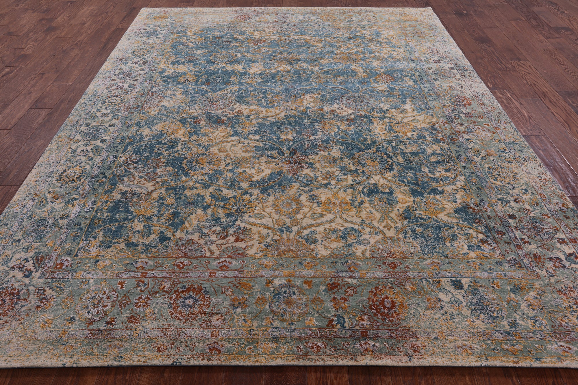 Modern Hand Knotted Wool & Silk Rug - 7' 11" X 10' 2" - Golden Nile