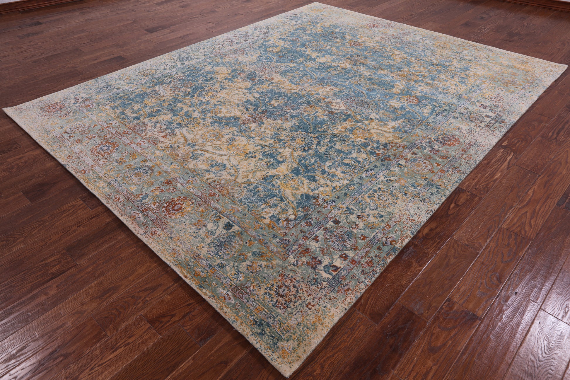 Modern Hand Knotted Wool & Silk Rug - 7' 11" X 10' 2" - Golden Nile