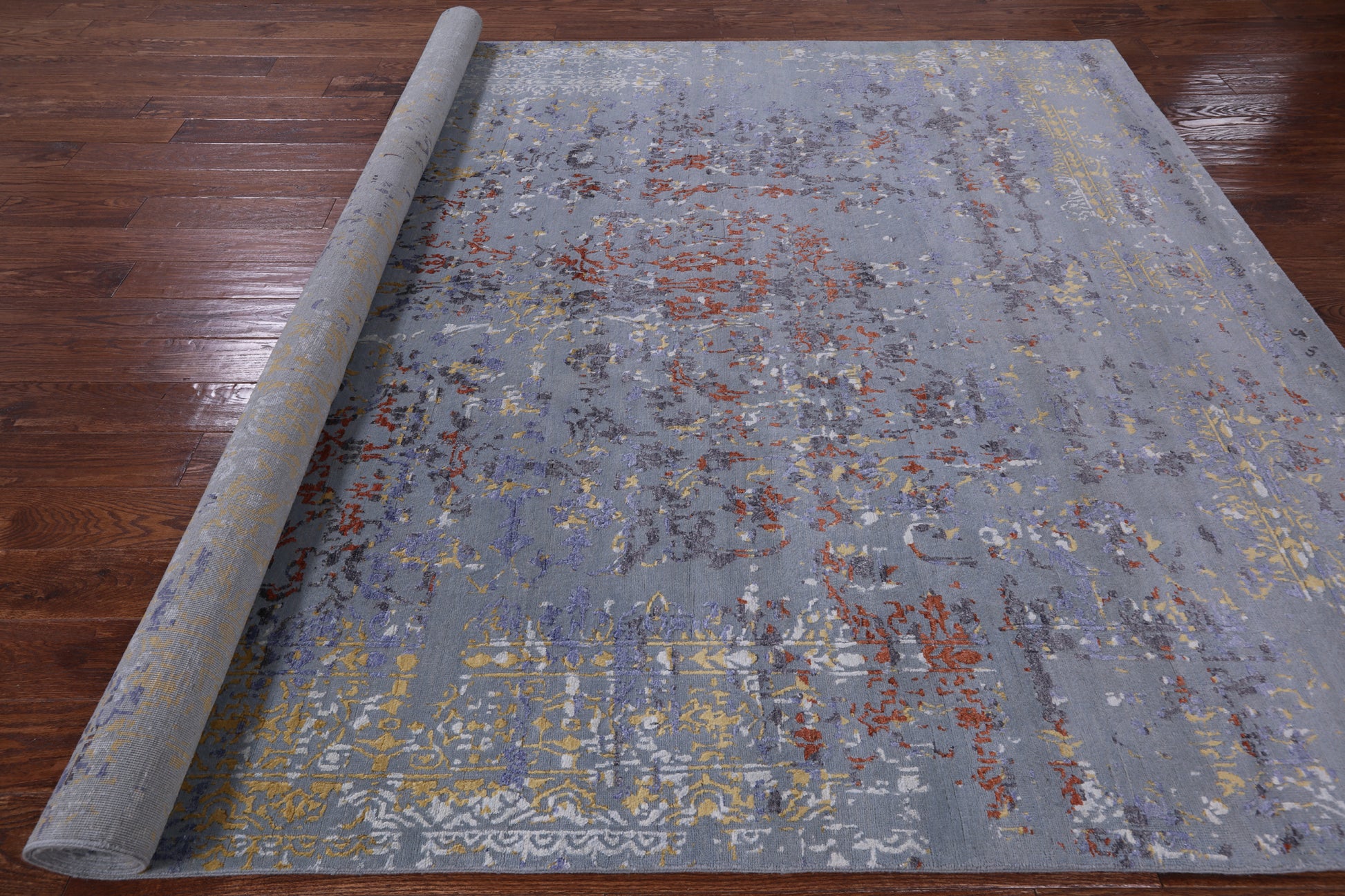 Modern Hand Knotted Wool & Silk Rug - 7' 9" X 10' 2" - Golden Nile