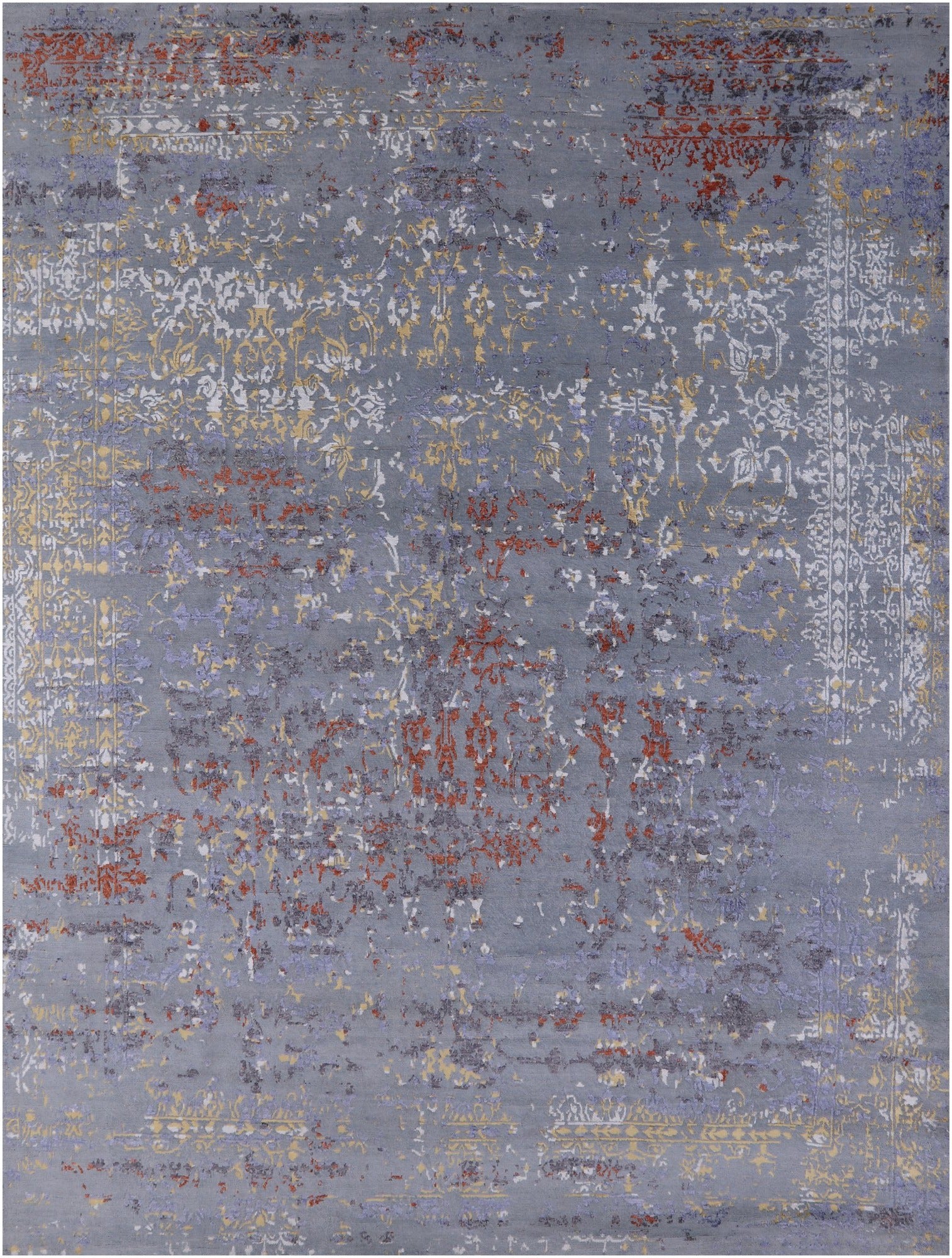 Modern Hand Knotted Wool & Silk Rug - 7' 9" X 10' 2" - Golden Nile