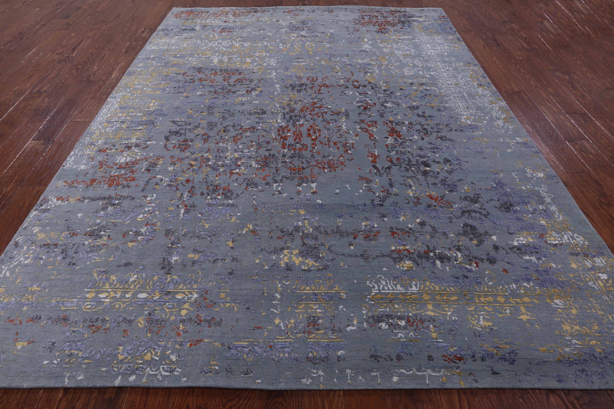 Modern Hand Knotted Wool & Silk Rug - 7' 9" X 10' 2" - Golden Nile