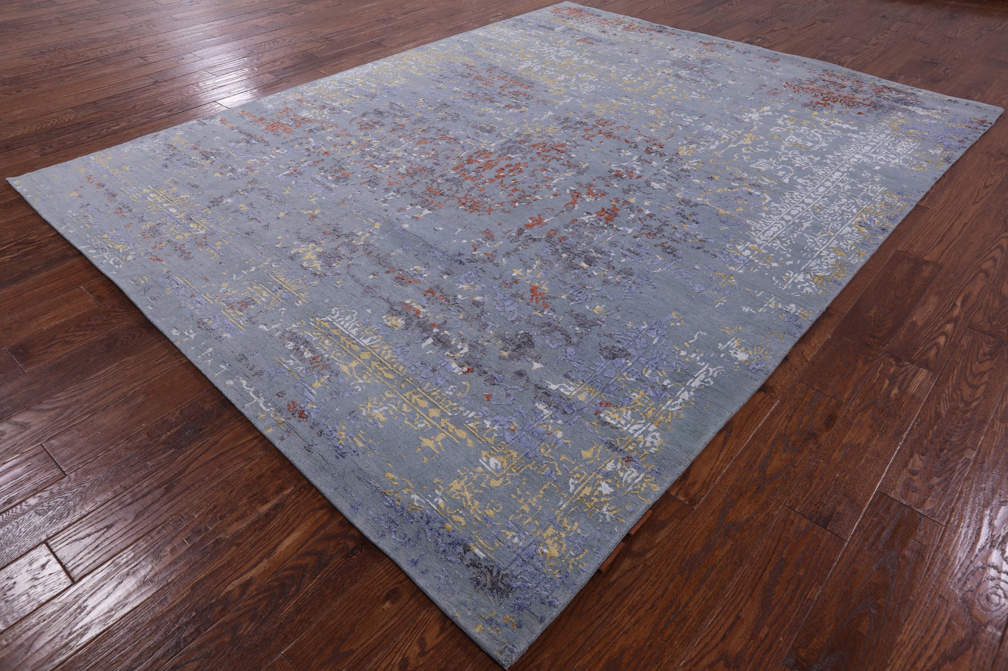Modern Hand Knotted Wool & Silk Rug - 7' 9" X 10' 2" - Golden Nile