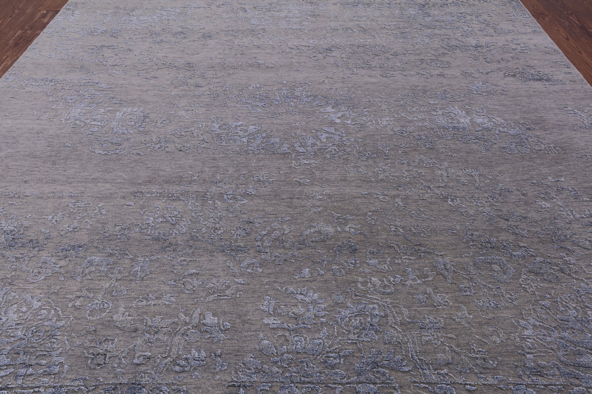 Grey Modern Hand Knotted Wool & Silk Rug - 8' 1" X 10' 0" - Golden Nile