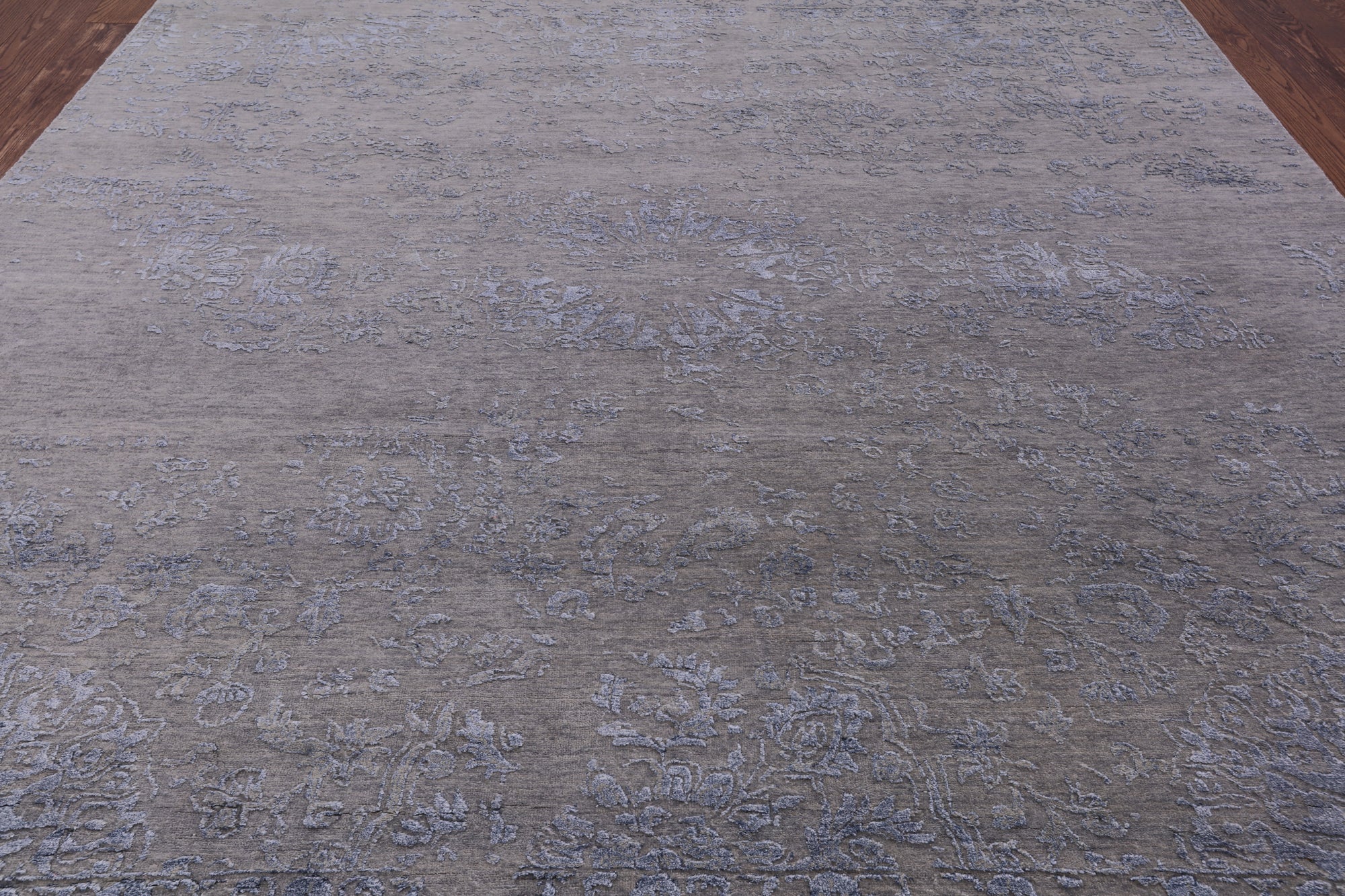 Grey Modern Hand Knotted Wool & Silk Rug - 8' 1" X 10' 0" - Golden Nile