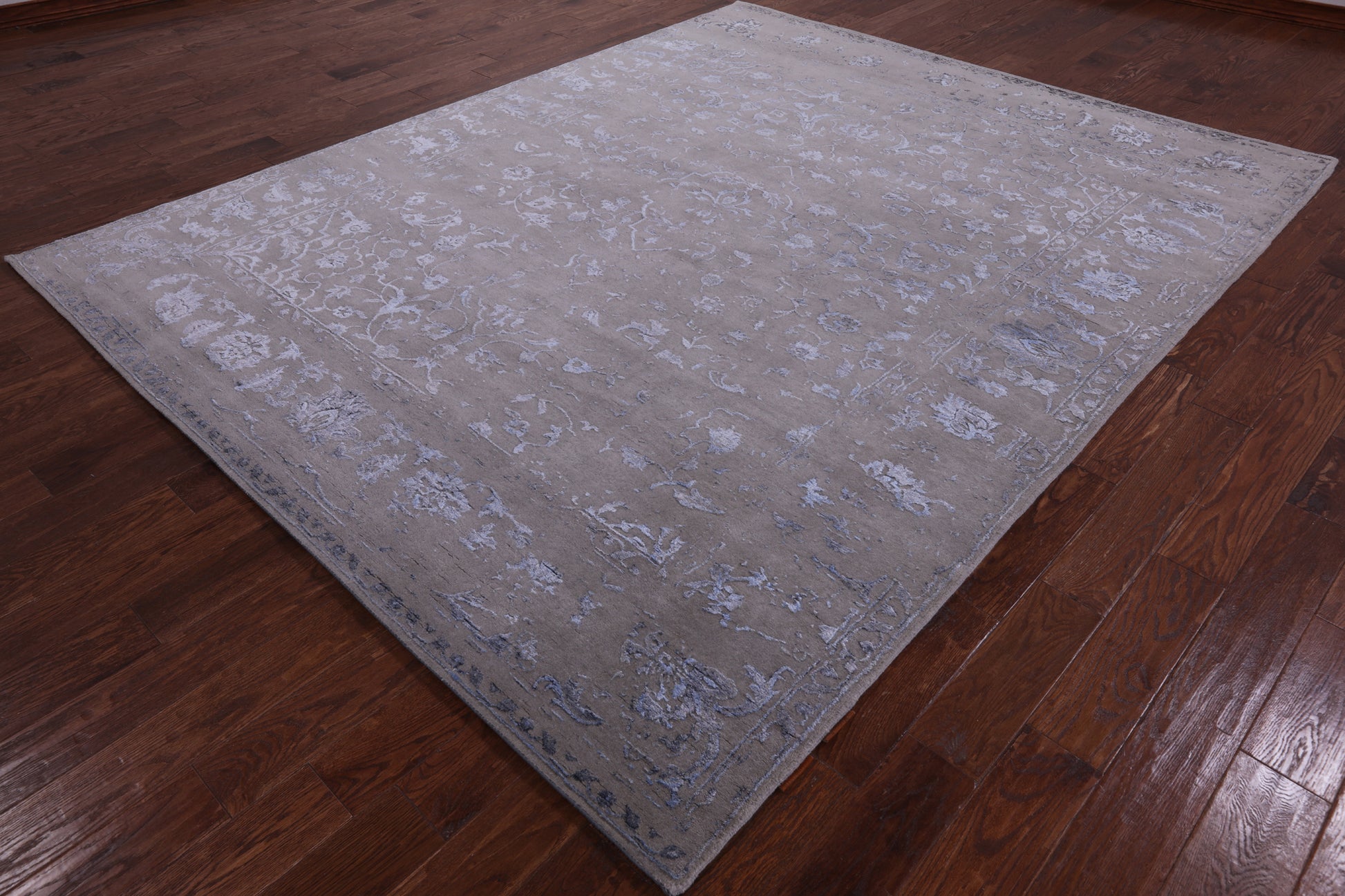 Grey Persian Fine Serapi Hand Knotted Wool & Silk Rug - 8' 1" X 10' 2" - Golden Nile