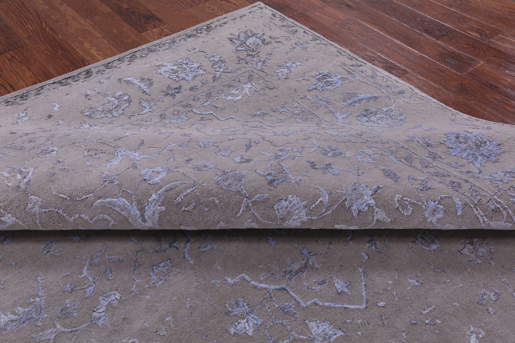 Grey Persian Fine Serapi Hand Knotted Wool & Silk Rug - 8' 1" X 10' 2" - Golden Nile