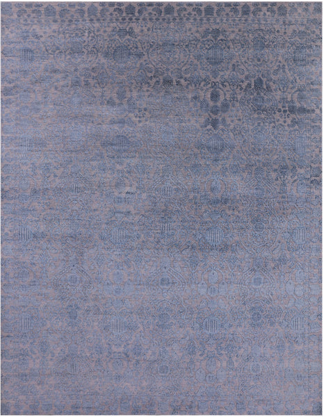 Grey Persian Hand Knotted Wool & Silk Rug - 7' 11" X 10' 3" - Golden Nile
