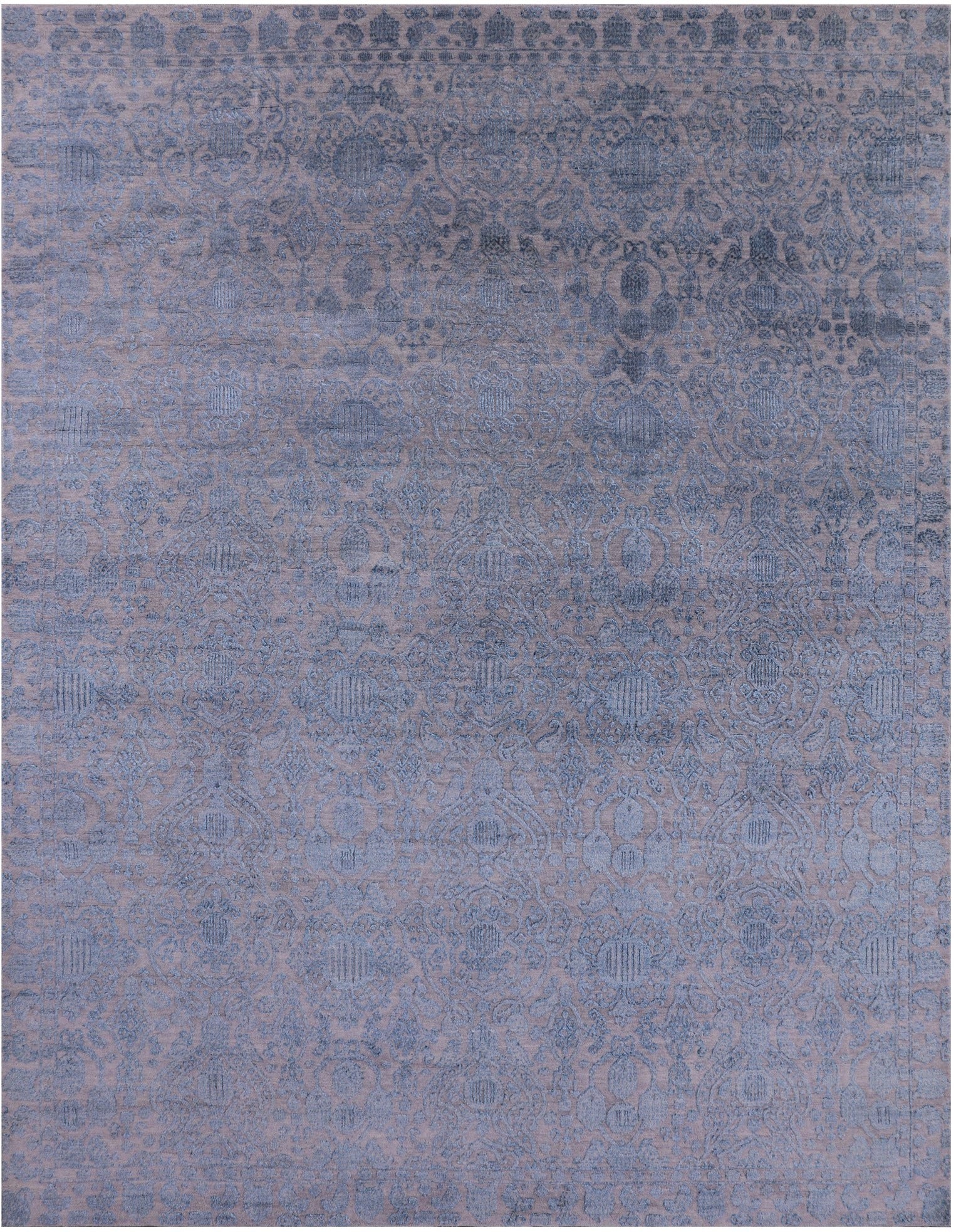 Grey Persian Hand Knotted Wool & Silk Rug - 7' 11" X 10' 3" - Golden Nile