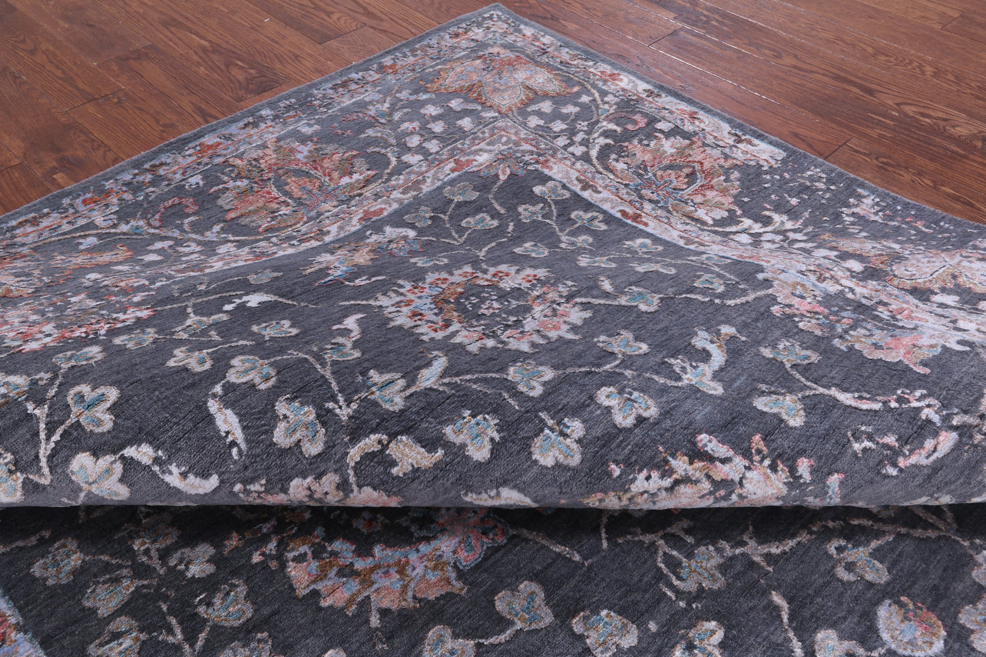 Grey Modern Handmade Wool & Silk Rug - 8' 1" X 10' 2" - Golden Nile