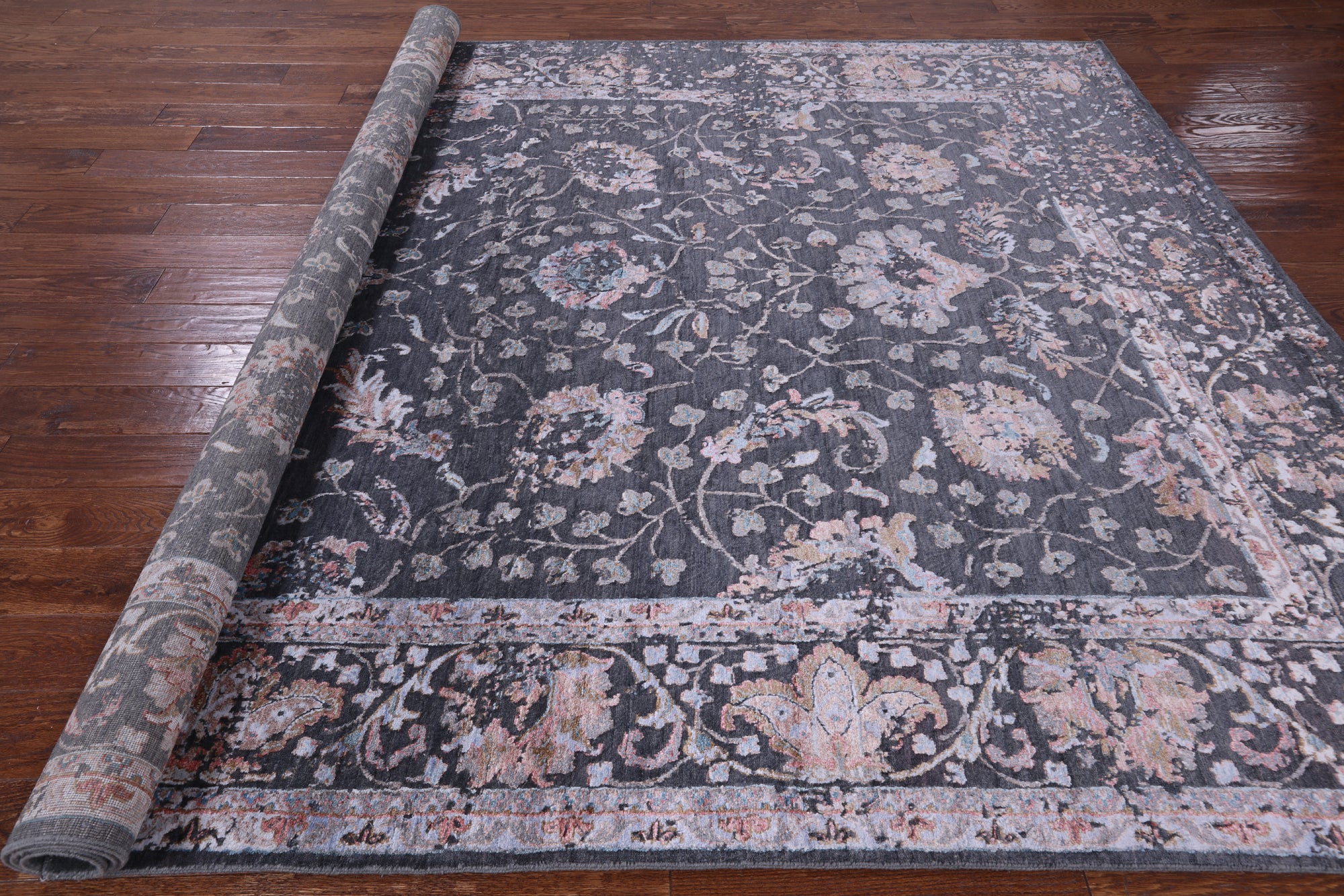 Grey Modern Handmade Wool & Silk Rug - 8' 1" X 10' 2" - Golden Nile