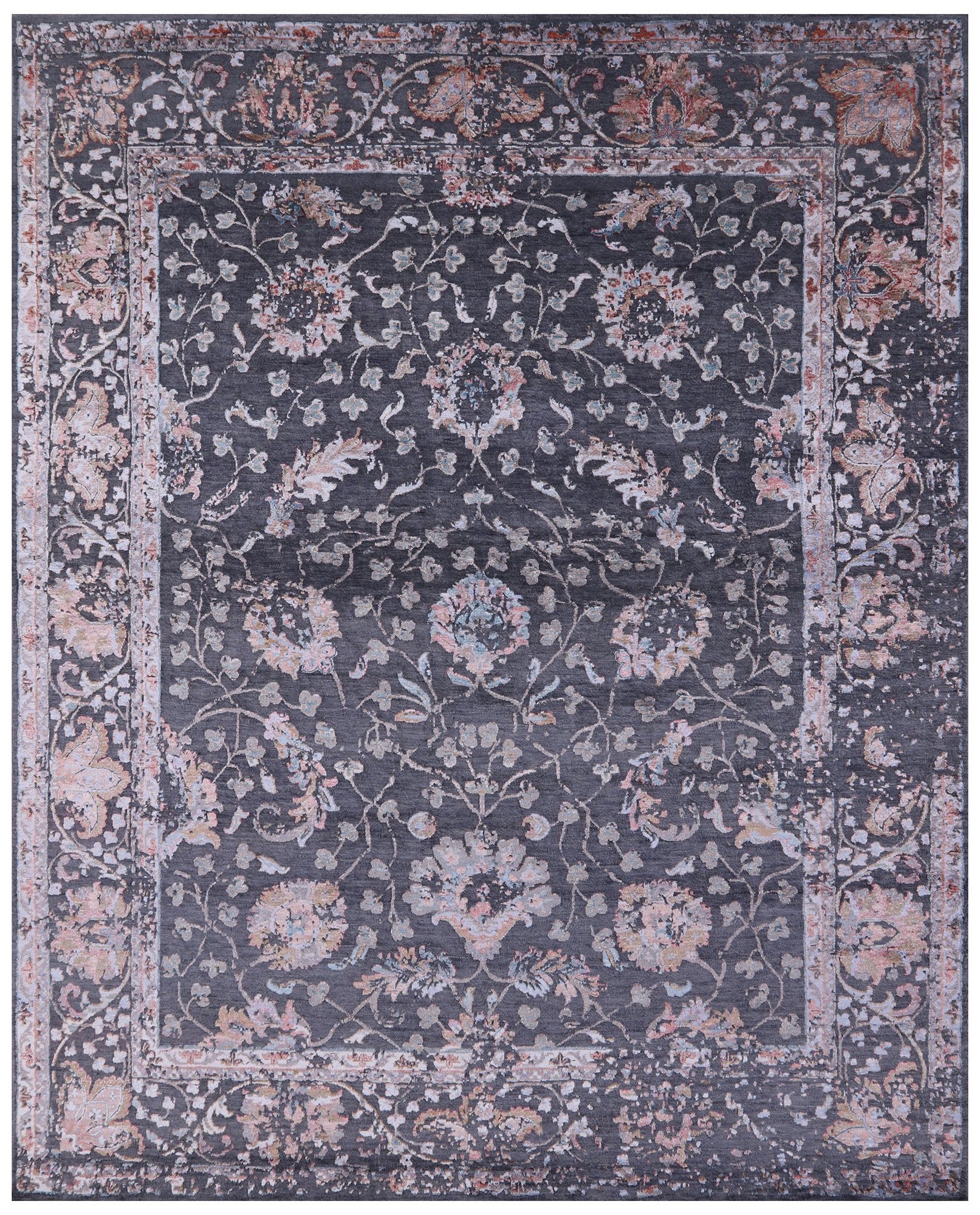 Grey Modern Handmade Wool & Silk Rug - 8' 1" X 10' 2" - Golden Nile
