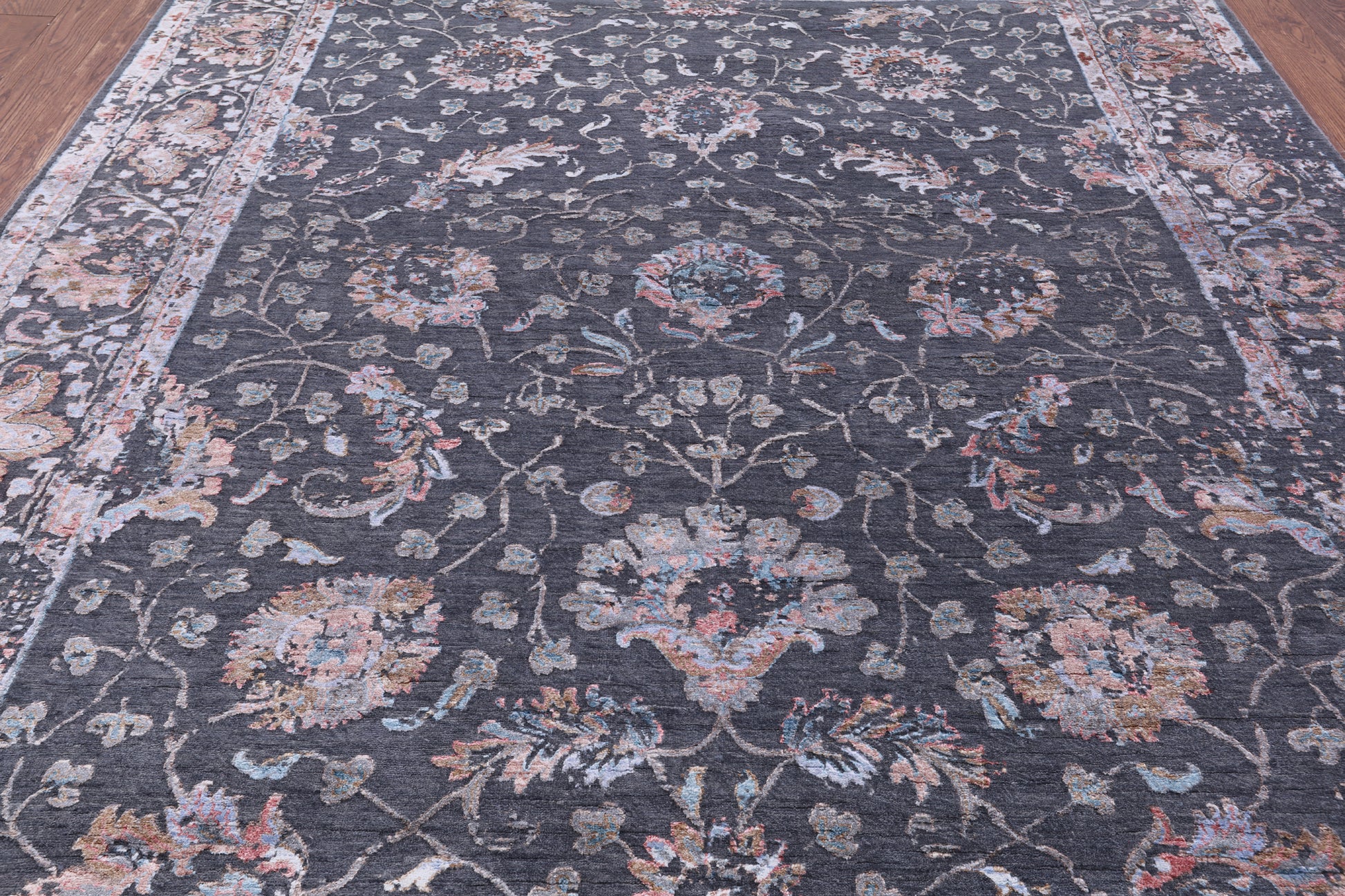 Grey Modern Handmade Wool & Silk Rug - 8' 1" X 10' 2" - Golden Nile