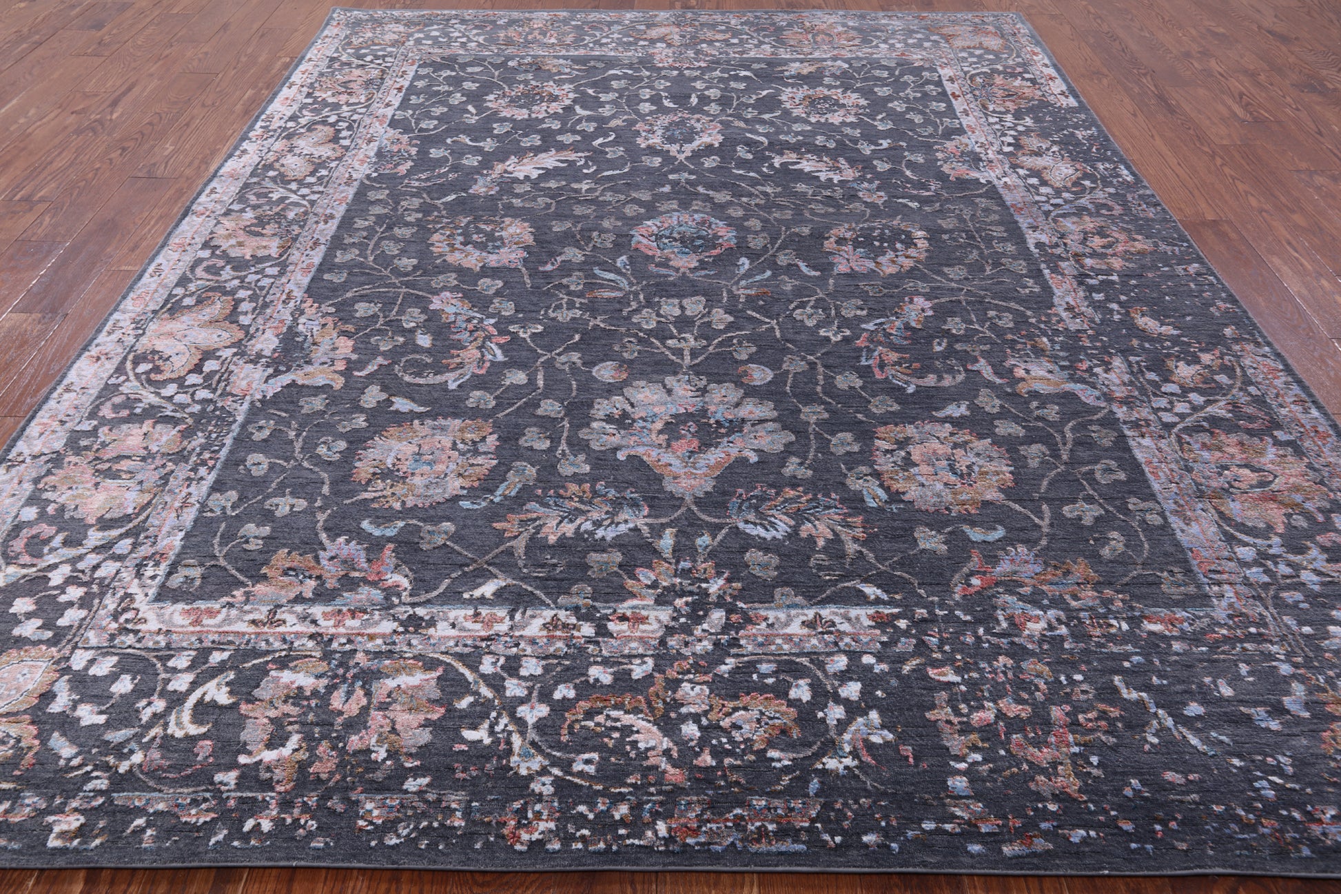 Grey Modern Handmade Wool & Silk Rug - 8' 1" X 10' 2" - Golden Nile