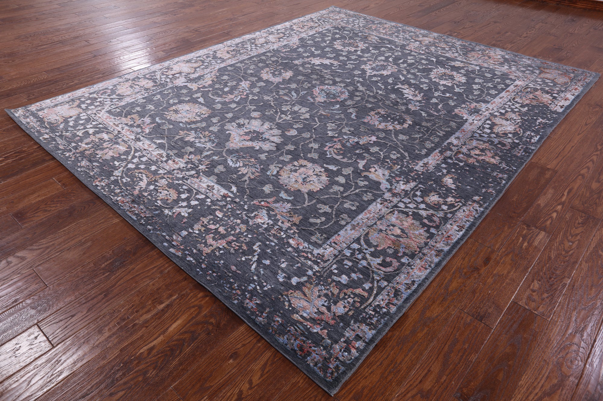 Grey Modern Handmade Wool & Silk Rug - 8' 1" X 10' 2" - Golden Nile