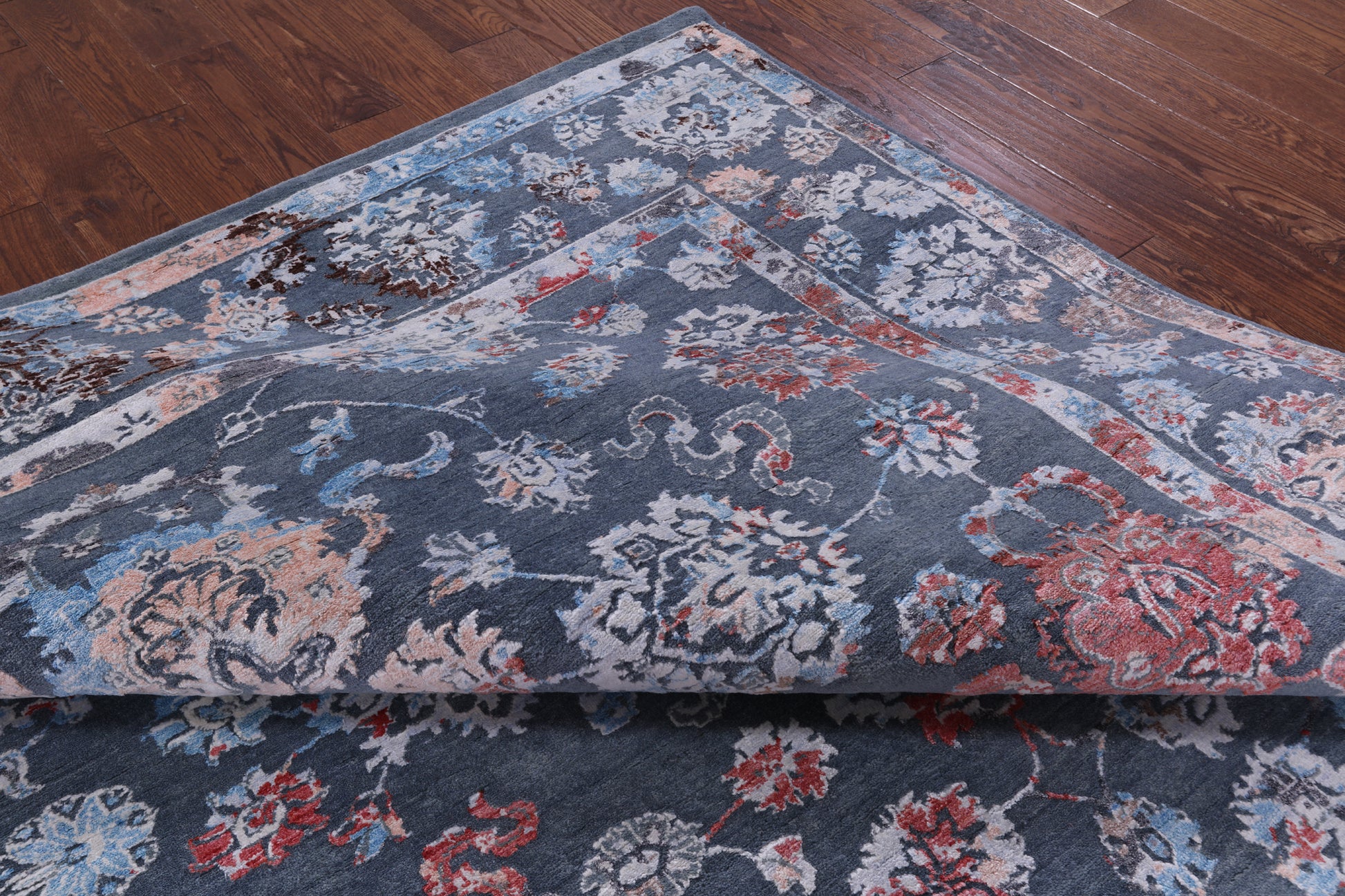 Grey Persian Handmade Wool & Silk Rug - 8' 1" X 10' 1" - Golden Nile