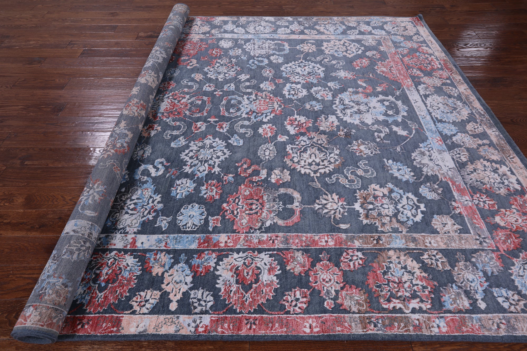 Grey Persian Handmade Wool & Silk Rug - 8' 1" X 10' 1" - Golden Nile