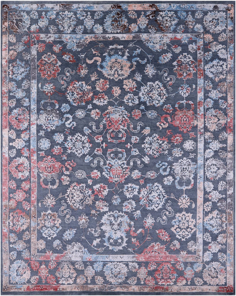 Grey Persian Handmade Wool & Silk Rug - 8' 1" X 10' 1" - Golden Nile