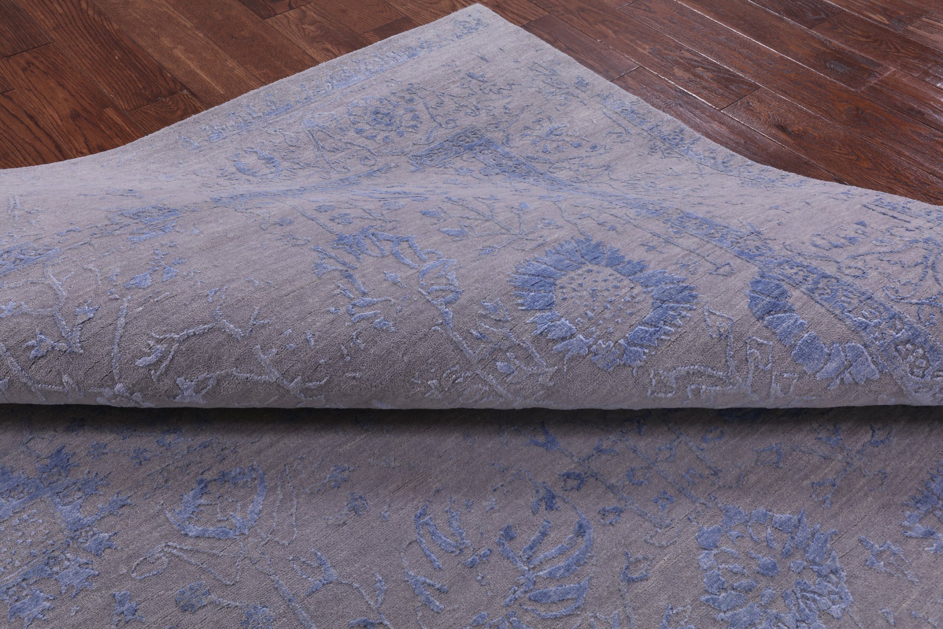 Grey Contemporary Hand Knotted Wool & Silk Rug - 7' 11" X 10' 3" - Golden Nile