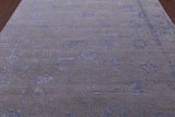 Grey Contemporary Hand Knotted Wool & Silk Rug - 7' 11" X 10' 3" - Golden Nile