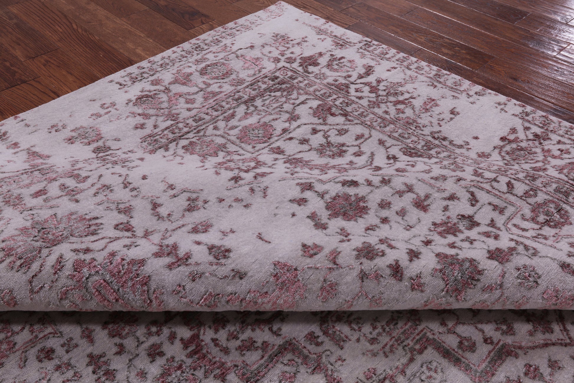 Grey Persian Fine Serapi Hand Knotted Wool & Silk Rug - 8' 2" X 10' 1" - Golden Nile