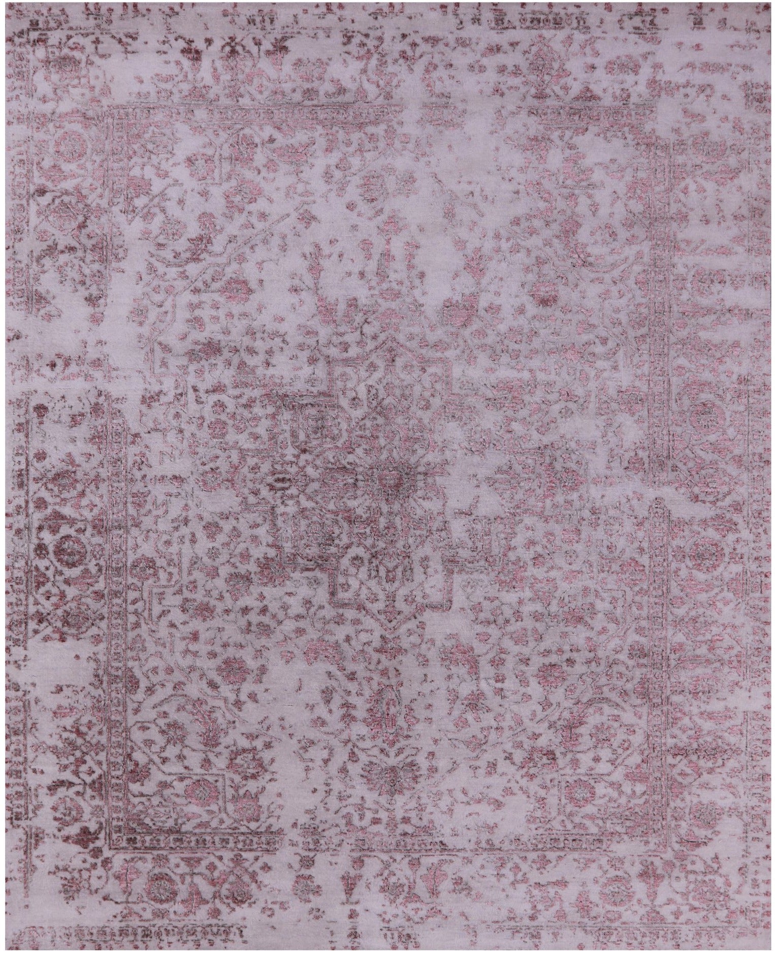 Grey Persian Fine Serapi Hand Knotted Wool & Silk Rug - 8' 2" X 10' 1" - Golden Nile
