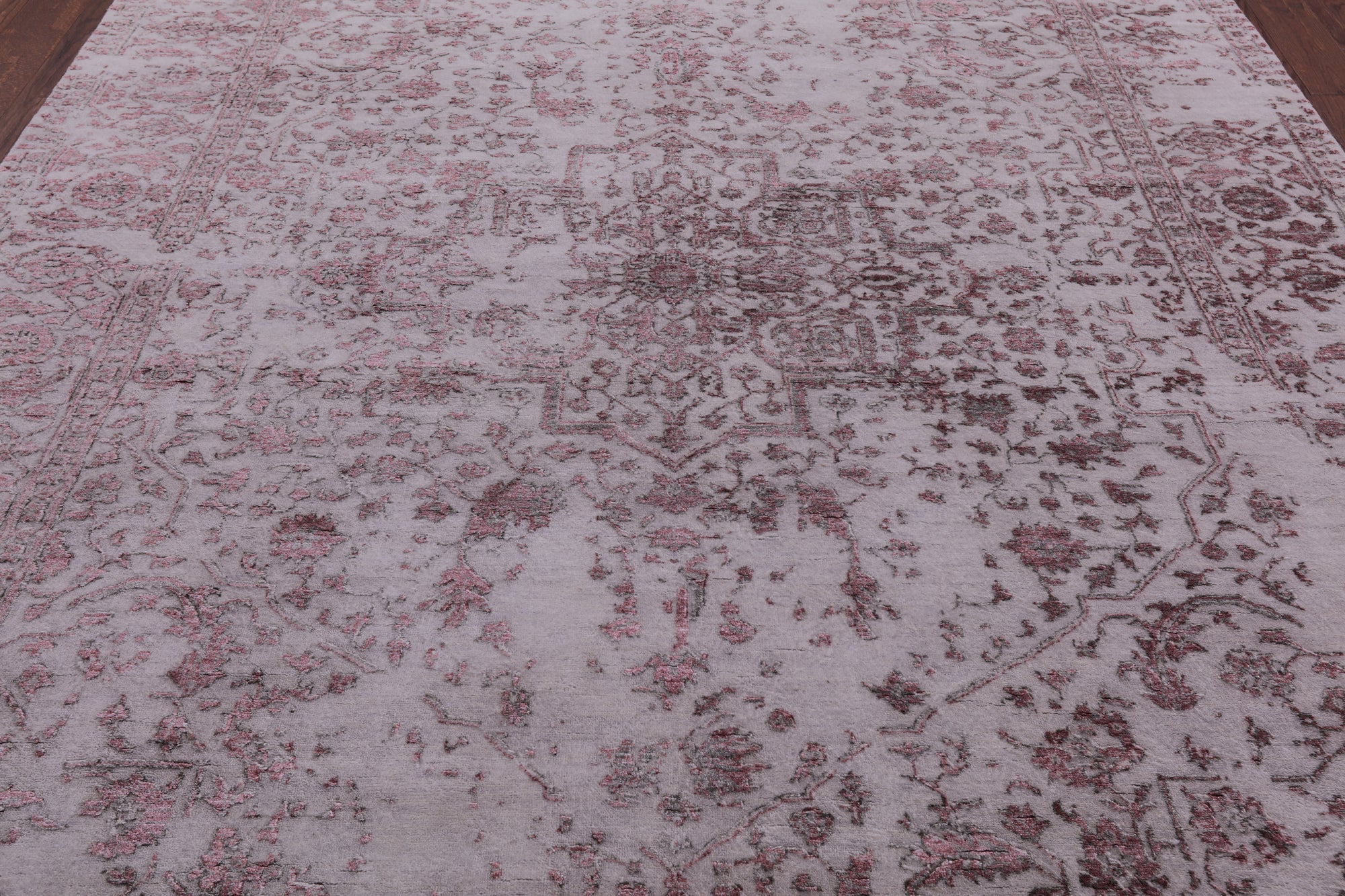 Grey Persian Fine Serapi Hand Knotted Wool & Silk Rug - 8' 2" X 10' 1" - Golden Nile