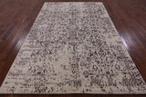 Ivory Modern Handmade Wool & Silk Rug - 6' 1" X 9' 3" - Golden Nile