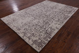 Ivory Modern Handmade Wool & Silk Rug - 6' 1" X 9' 3" - Golden Nile