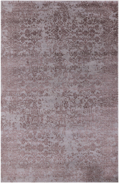 Grey Modern Handmade Wool & Silk Rug - 6' 0" X 9' 2" - Golden Nile