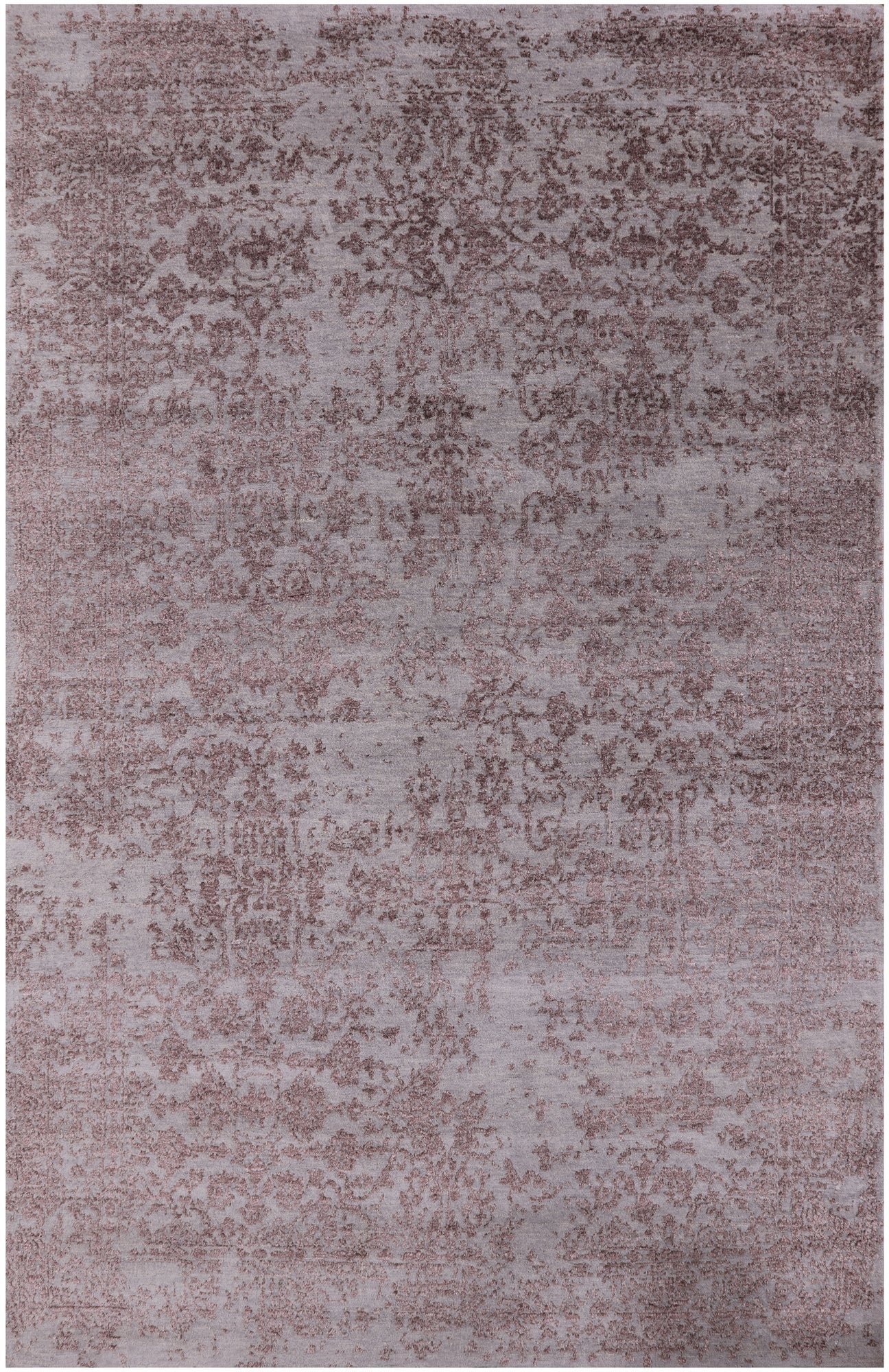 Grey Modern Handmade Wool & Silk Rug - 6' 0" X 9' 2" - Golden Nile