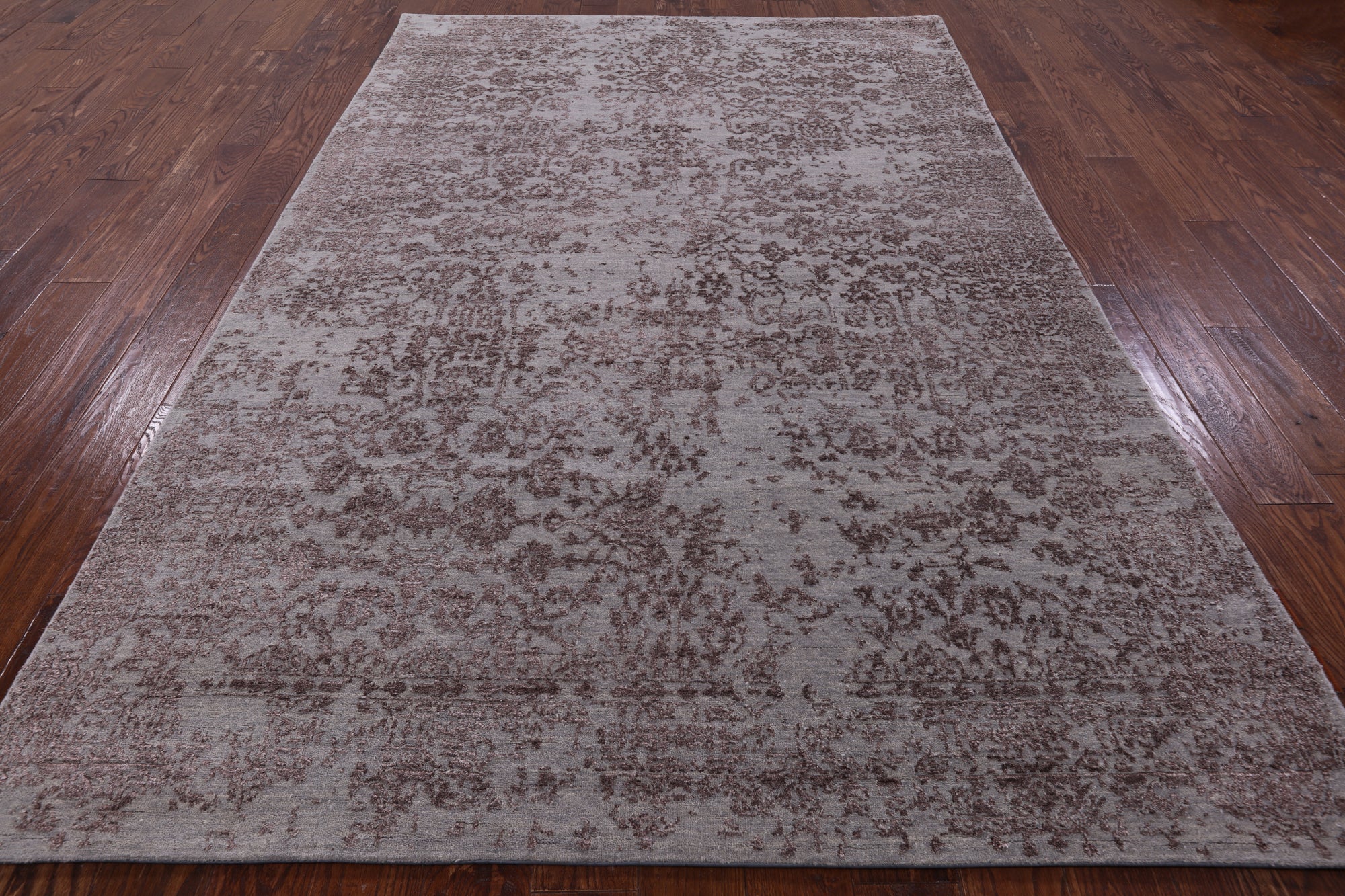Grey Modern Handmade Wool & Silk Rug - 6' 0" X 9' 2" - Golden Nile