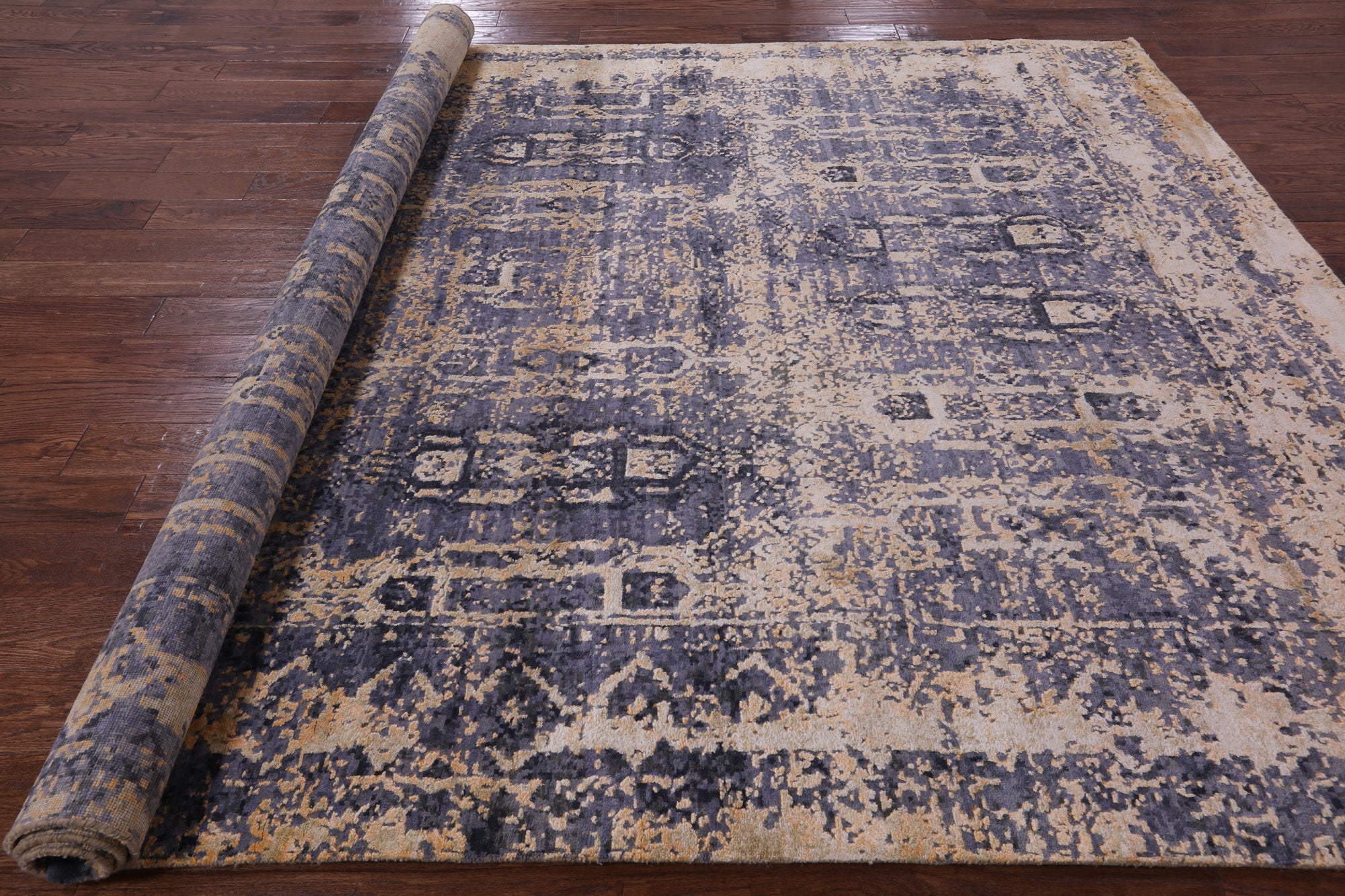 Modern Handmade Wool & Silk Rug - 8' 0" X 10' 3" - Golden Nile