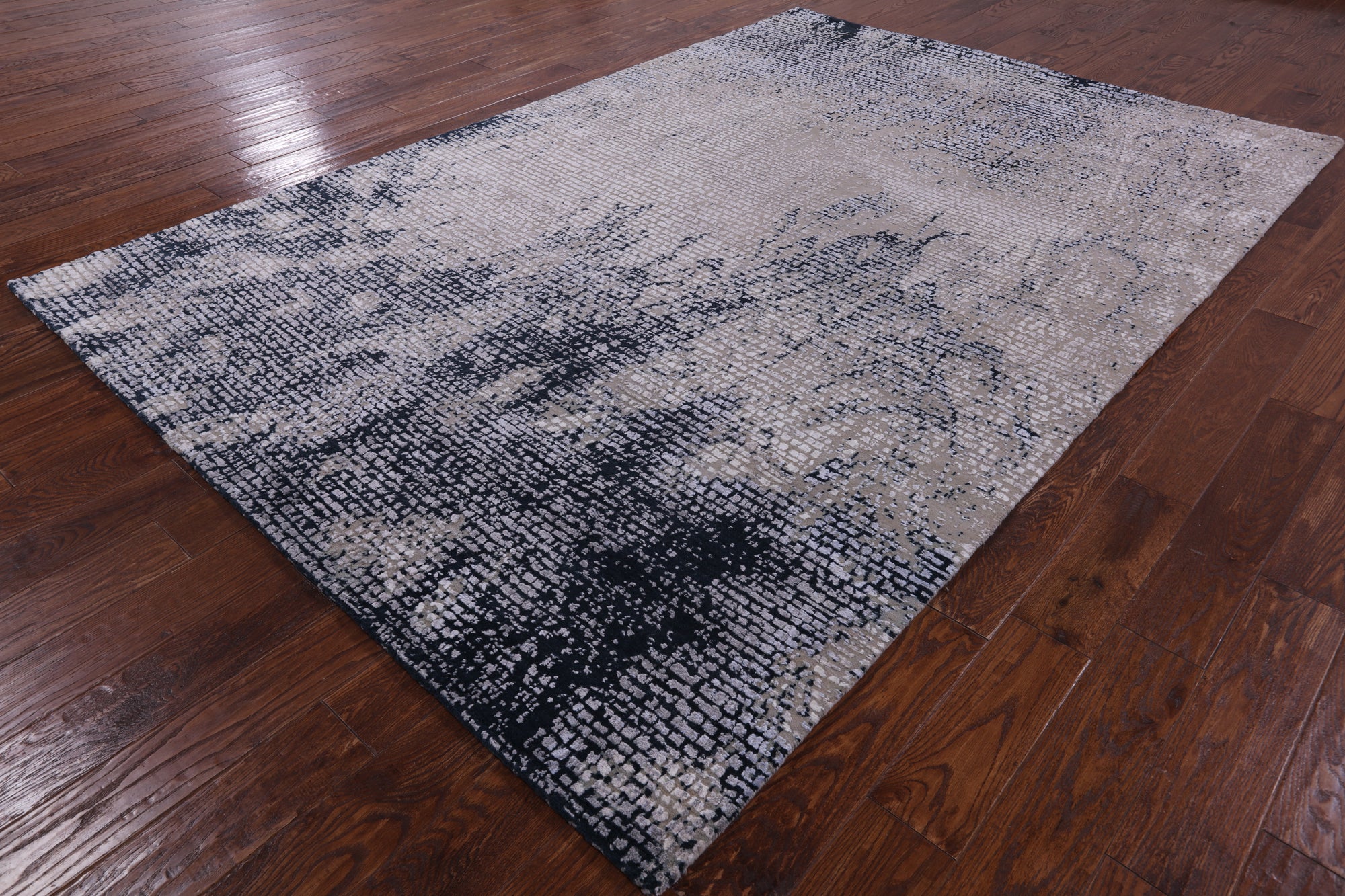 Contemporary Handmade Wool & Silk Rug - 6' 6" X 9' 8" - Golden Nile