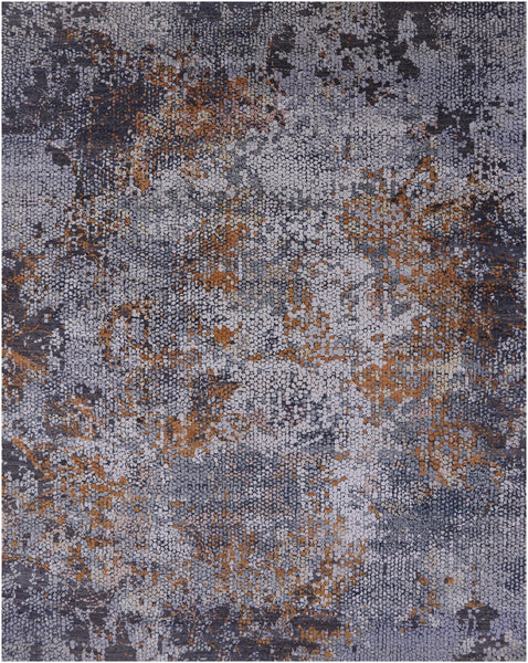 Modern Hand Knotted Wool & Silk Rug - 8' 0" X 10' 0" - Golden Nile