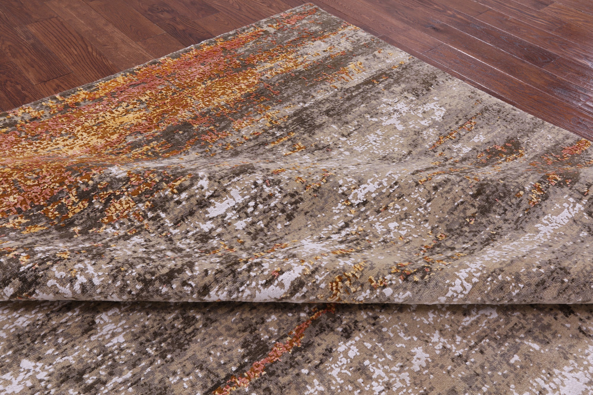 Modern Hand Knotted Wool & Silk Rug - 9' 0" X 12' 2" - Golden Nile