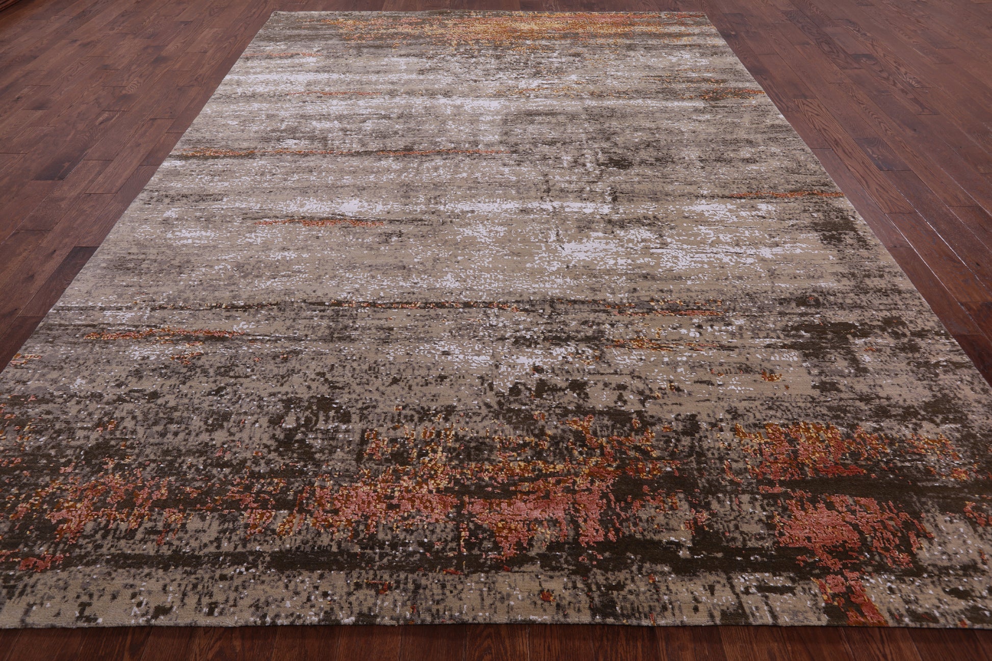 Modern Hand Knotted Wool & Silk Rug - 9' 0" X 12' 2" - Golden Nile