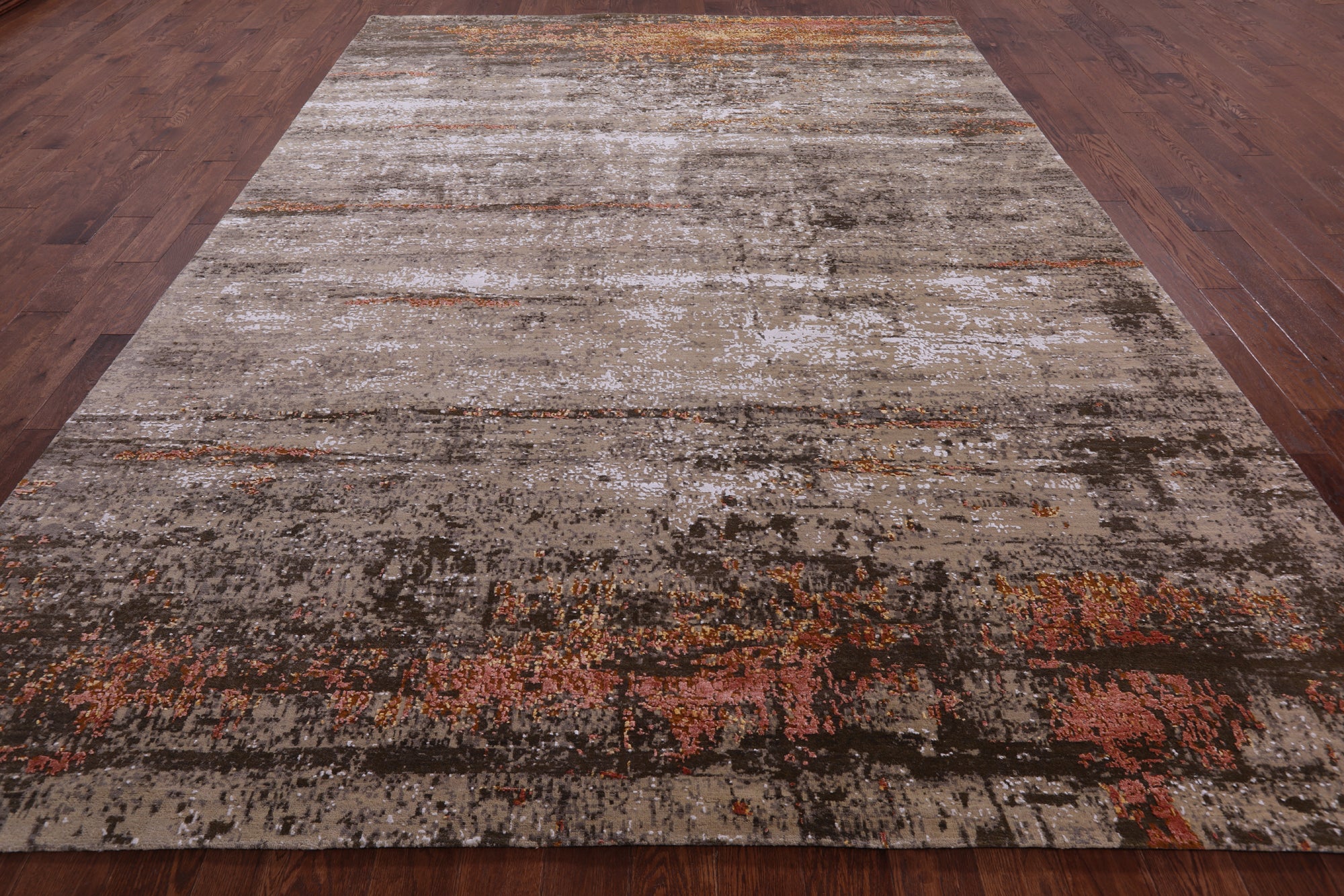 Modern Hand Knotted Wool & Silk Rug - 9' 0" X 12' 2" - Golden Nile
