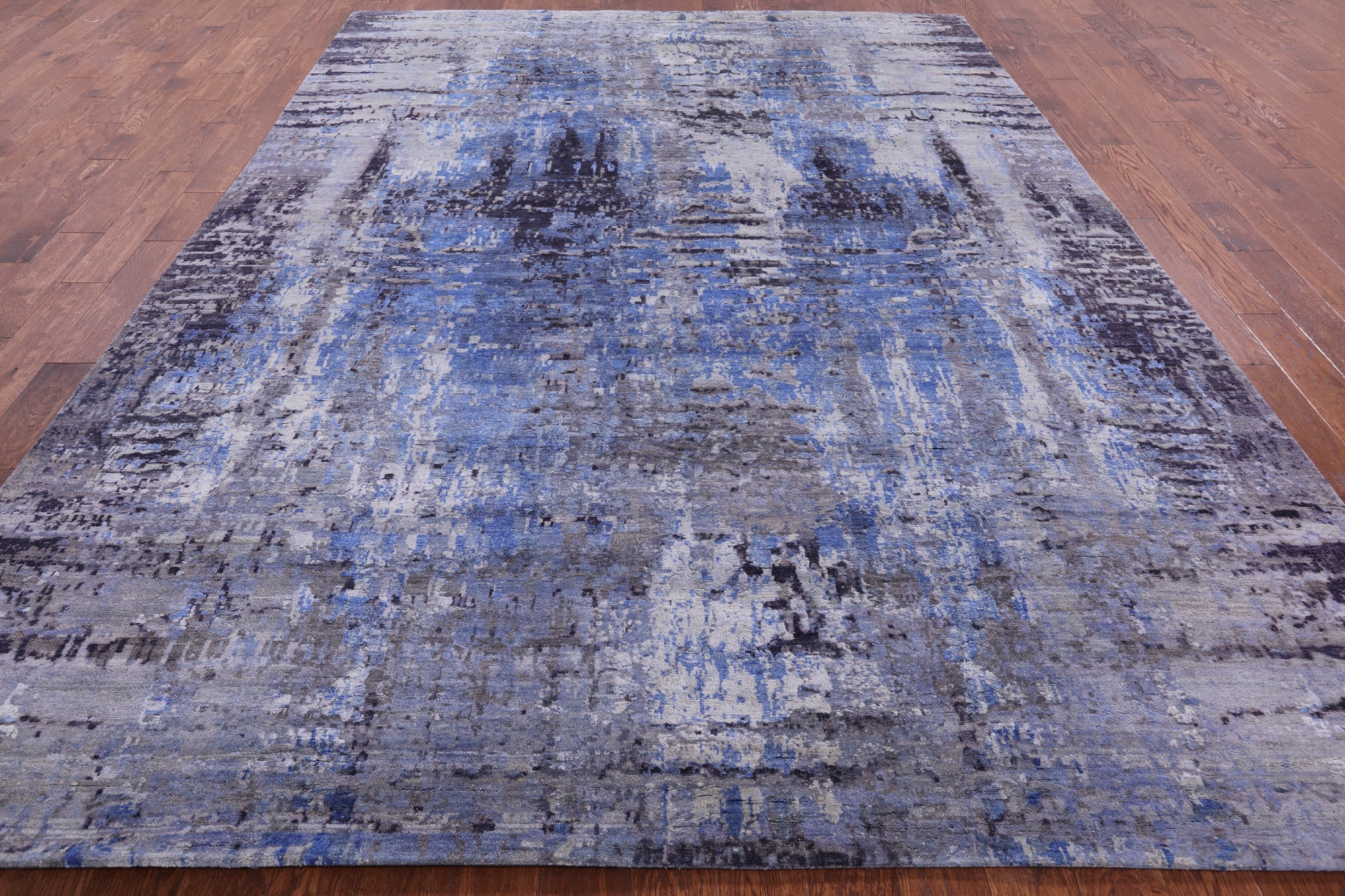 Modern Hand Knotted Wool & Silk Rug - 8' 10" X 12' 0" - Golden Nile