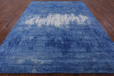 Blue Contemporary Hand Knotted Wool & Silk Rug - 7' 11" X 10' 1" - Golden Nile
