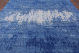 Blue Contemporary Hand Knotted Wool & Silk Rug - 7' 11" X 10' 1" - Golden Nile
