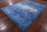 Blue Contemporary Hand Knotted Wool & Silk Rug - 7' 11" X 10' 1" - Golden Nile