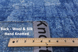 Blue Contemporary Hand Knotted Wool & Silk Rug - 7' 11" X 10' 1" - Golden Nile
