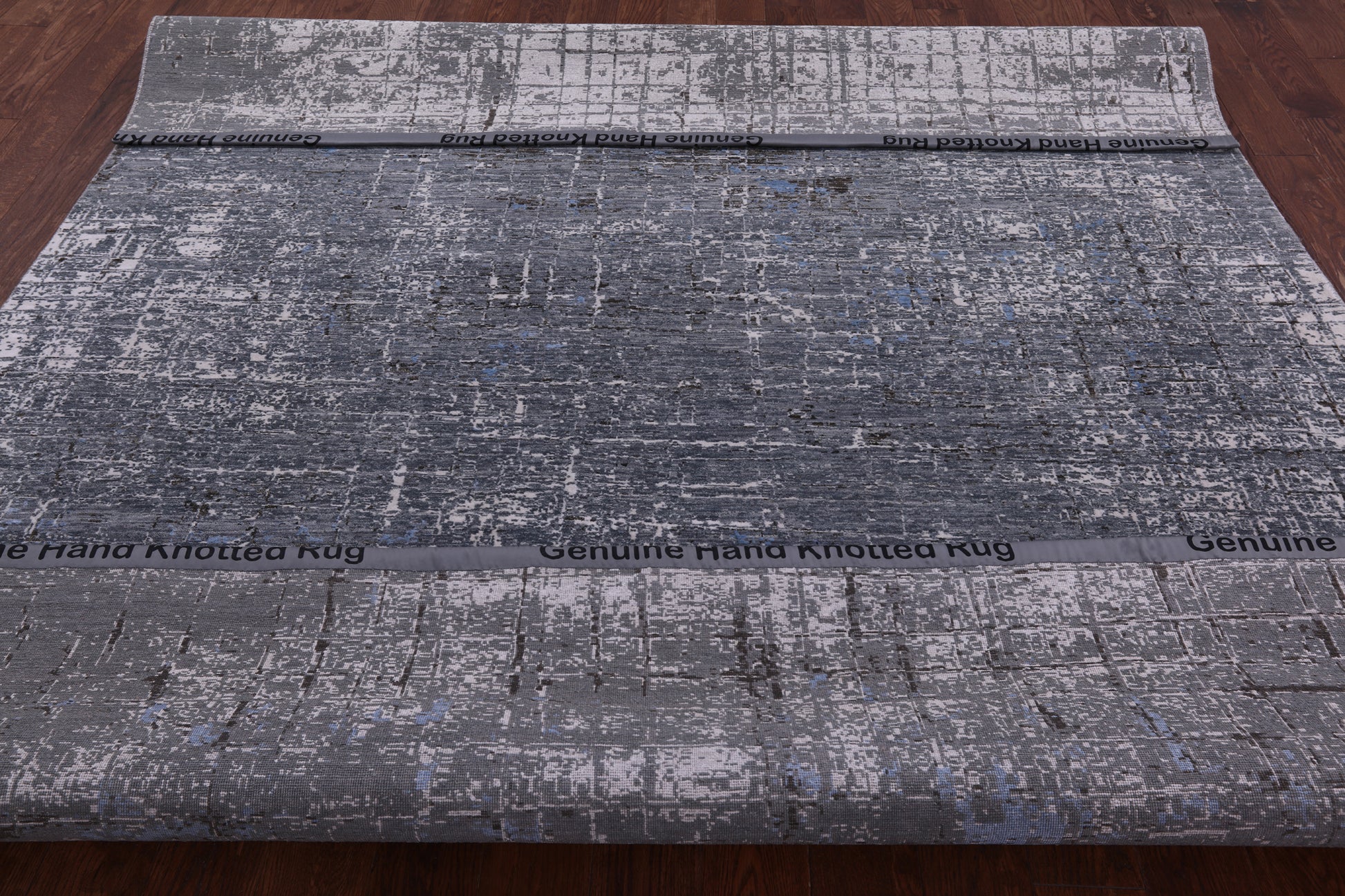 Grey Contemporary Hand Knotted Wool & Silk Rug - 7' 11" X 10' 0" - Golden Nile